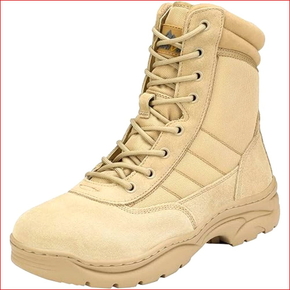 Leather Military Tactical Work Boots Side Zipper Combat Boots
